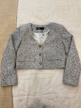 Zara Tweed Cropped Blazer